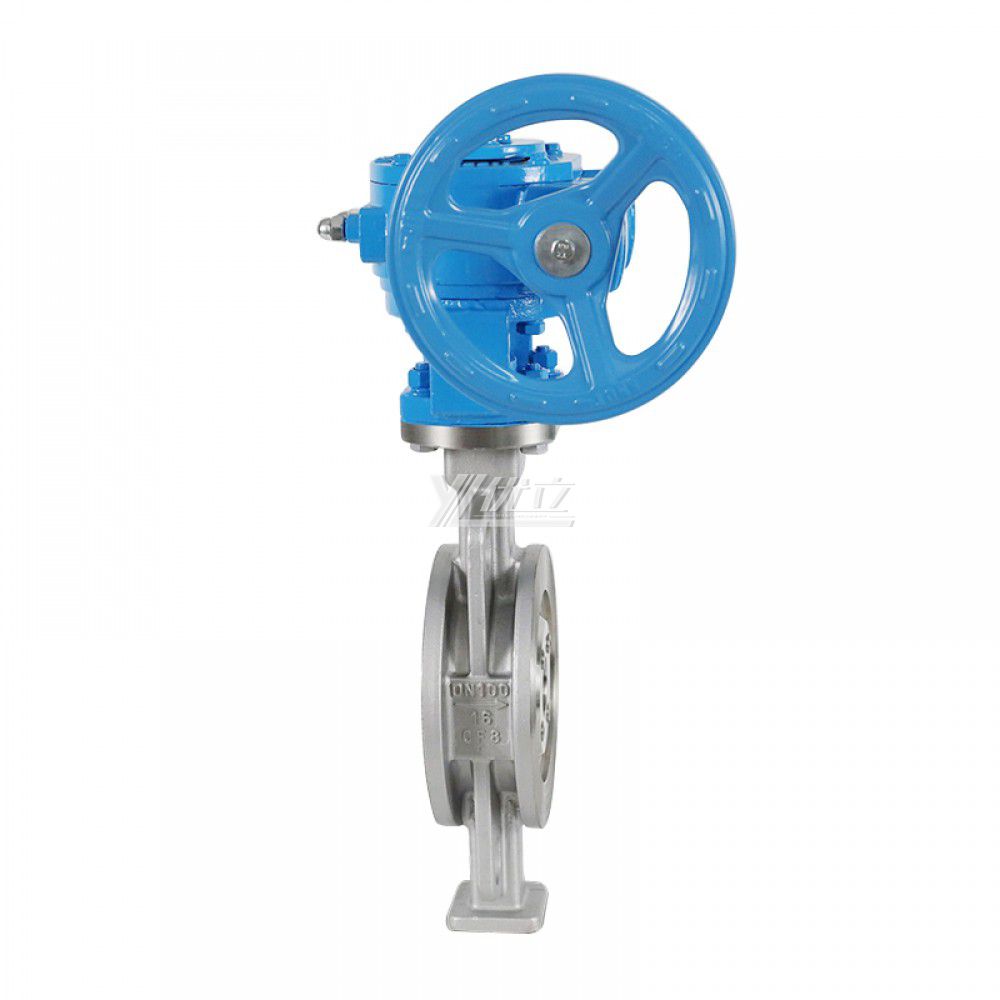 YOULI High Temperature  Stainless Steel 304 316 JIS10K Pn10-16 WCB Metal Seal Worm Wheel Three Eccentric Wafer Butterfly Valve