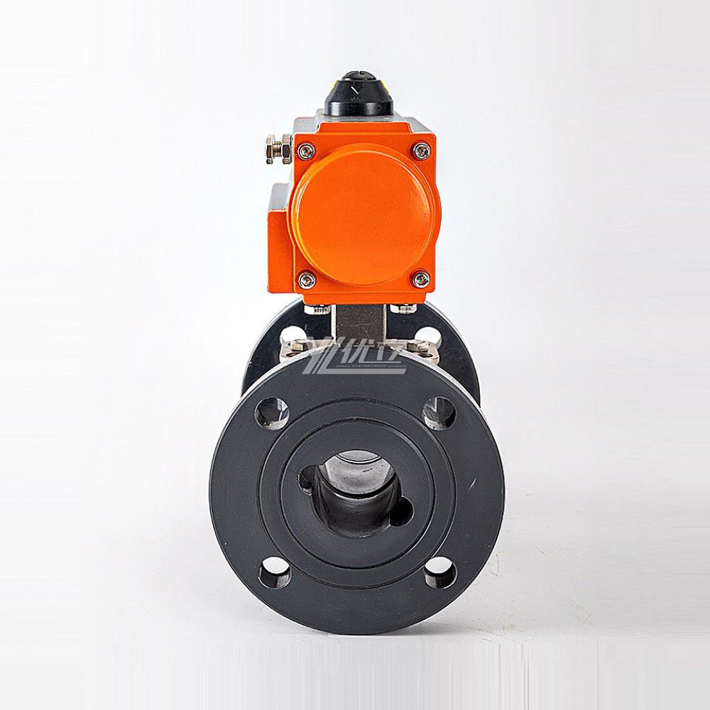YOULI High Quality Zero Leakage DN15 to DN100 PVC UPVC CPVC Plastic 2 Way Pneumatic Actuator Flanged Ball Valve