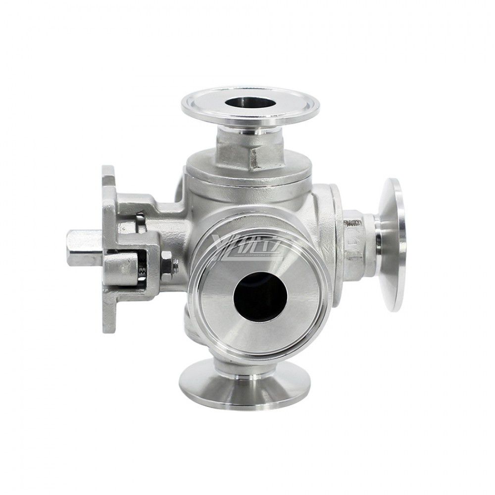 YOULI Stainless Steel High Pressure PN16  304 316 DN25 Camp 50.5mm Manual 5 Way Tri Clamped Ball Valve