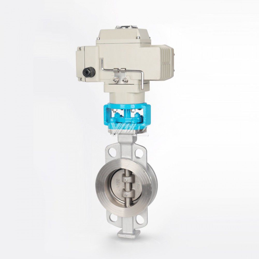 YOULI ANSI 150LB 304 316 Carbon Steel Pn16 WCB  DC24V Metal Seal High Temperature Electric Actuator Wafer butterfly Valve