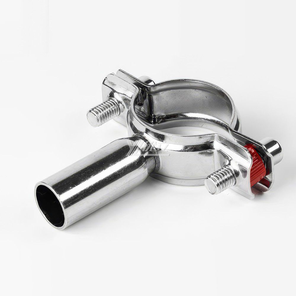 YOULI Sanitary Pipe Fittings Tri Clamp Tube Hex Pipe Holder Stainless Steel 304 With Handle Bar Welded Round Pipe Holder