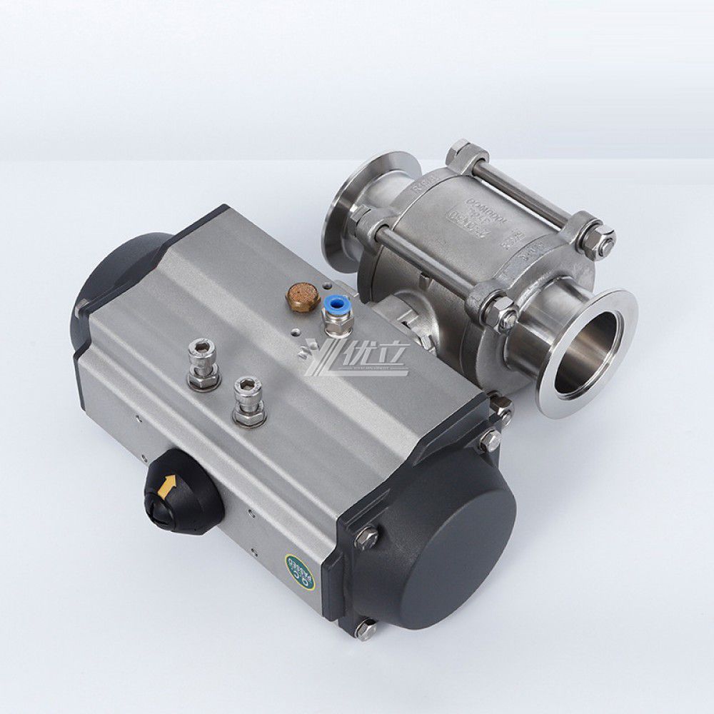 YOULI Hygienic Food Grade Sanitary Stainless Steel 304 316L KF25 Pneumatic Actuator 3PC Tri-Clamped Vacuum Ball Valve