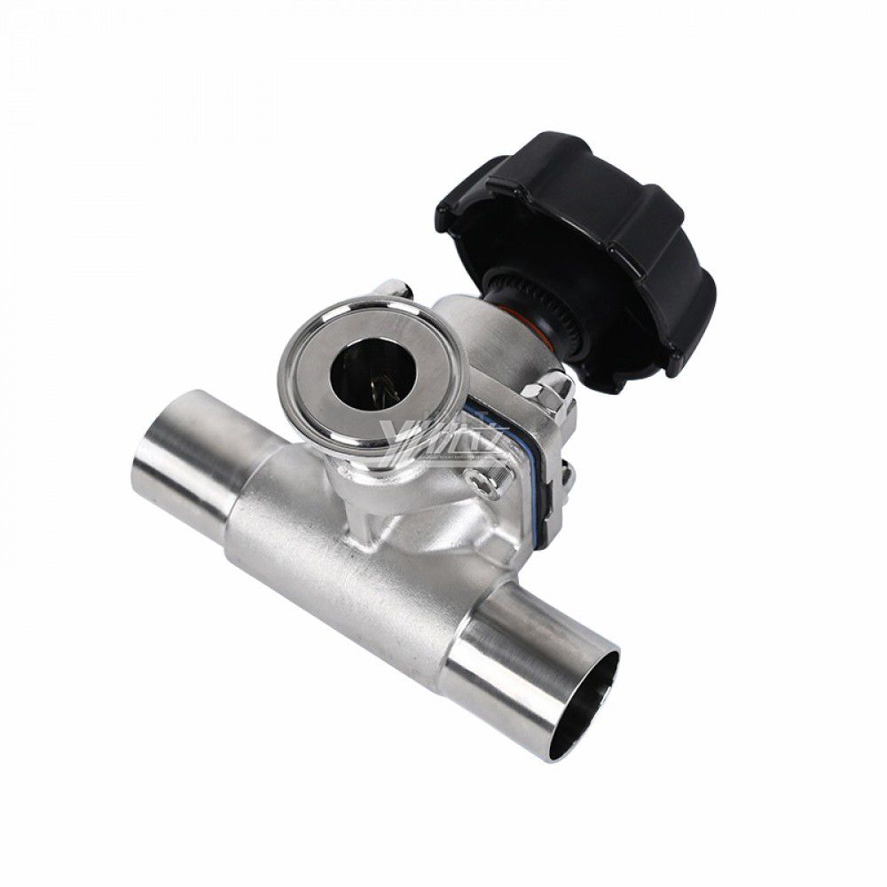 YOULI Hygienic Food Grade Sanitary Stainless Steel 316L Double Membrane Straight 3 Way Welded Tri Clamped Diaphragm Valve