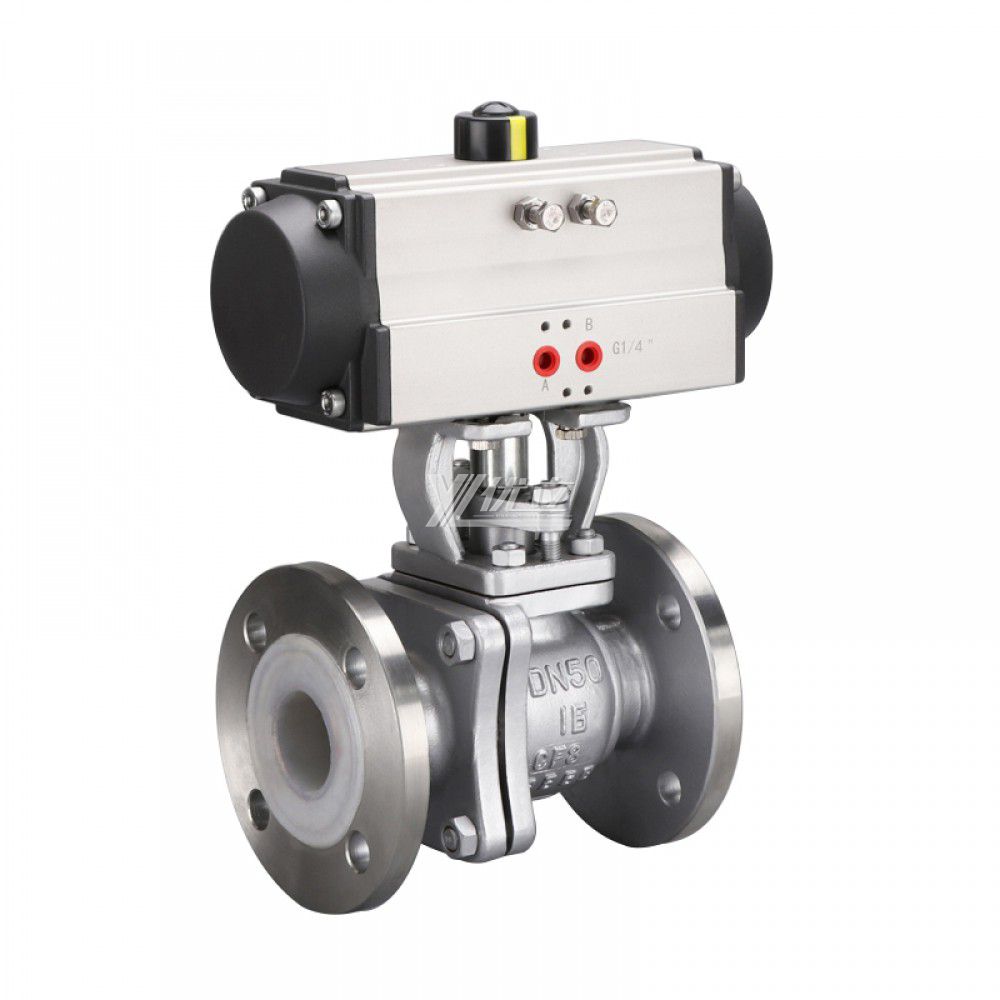 YOULI ANSI 150LB Stainless Steel 304 316 JIS 10K 1.6mpa WCB  Fluorine Lining F4 F46 FPA Pneumatic Actuator Flanged Ball Valve
