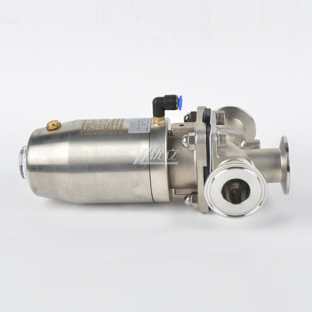 YOULI Hygienic Food Grade Sanitary Stainless Steel 316 Double Membrane L Type Pneumatic Three Way Tri Clamped Diaphragm Valve