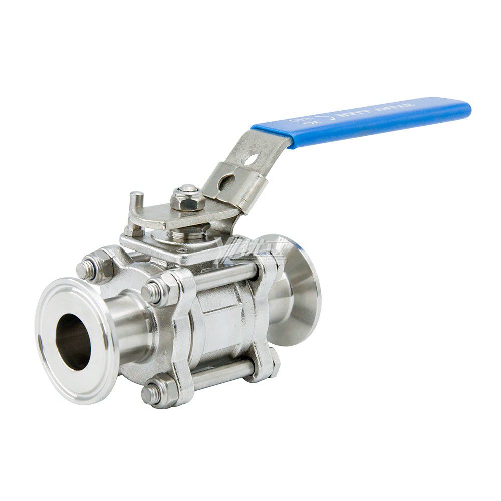 Stainless Steel Sanitary Manual Three-Piece Ball Valve with High Platform