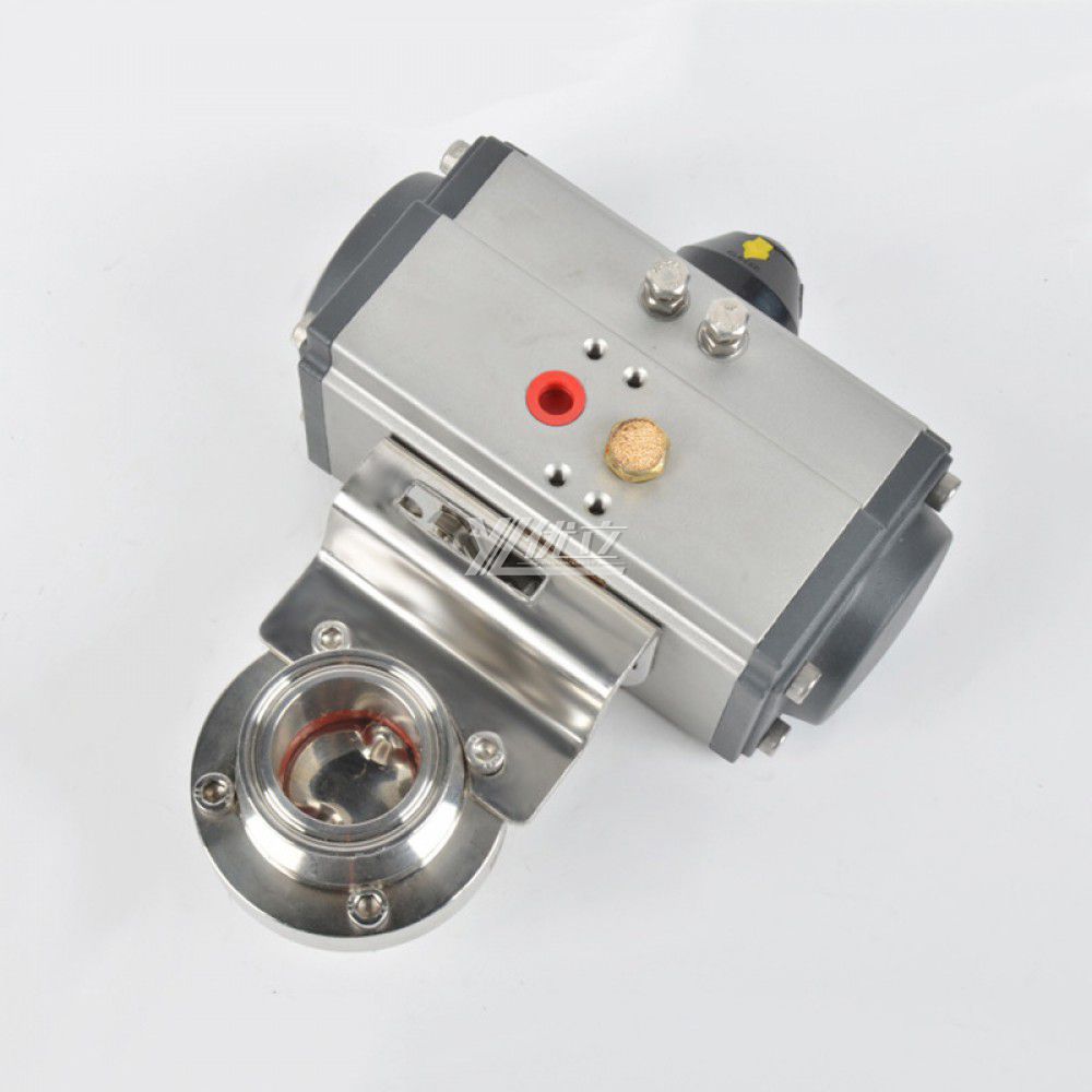 YOULI  Hygienic Food Grade Stainless Steel Single Acting 304 316 Sanitary Pneumatic Actuator Tri Clamped Butterfly Valve