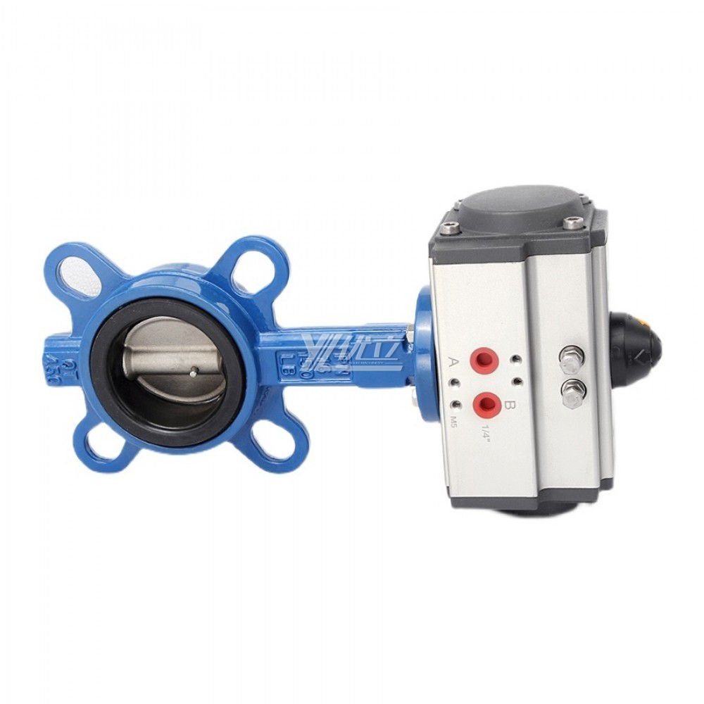 YOULI Stainless Steel ANSI 150LB 304 316 Cast Iron JIS 10K Pn10-16 PTFE EPDM Soft Seal Pneumatic Actuator Wafer Butterfly Valve