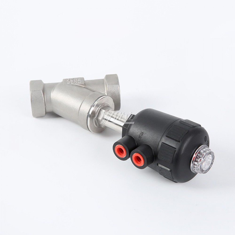 YOULI 1.6mpa High Temperature Water Gas Oil Steam 304 316 BSP NPT Stainless Steel Pneumatic Female Threaded Angle Seat Valve
