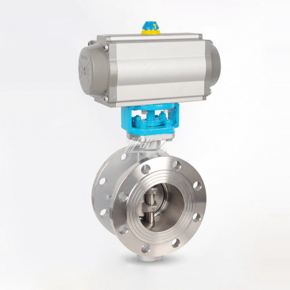 YOULI ANSI 150LB Stainless Steel 304 316 Pn16 WCB High Temperature Pneumatic Actuator Three Eccentric Flanged Butterfly Valve