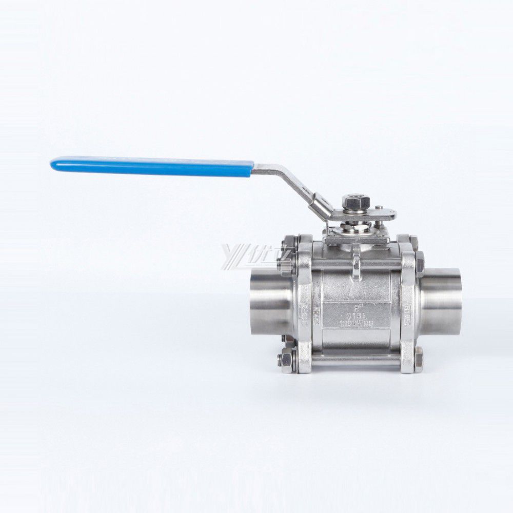 YOULI Hygienic Food Grade Stainless Steel 304 316L Pharmaceutical Drink Sanitary Manual Thee Piece Butt Welded Ball Valve