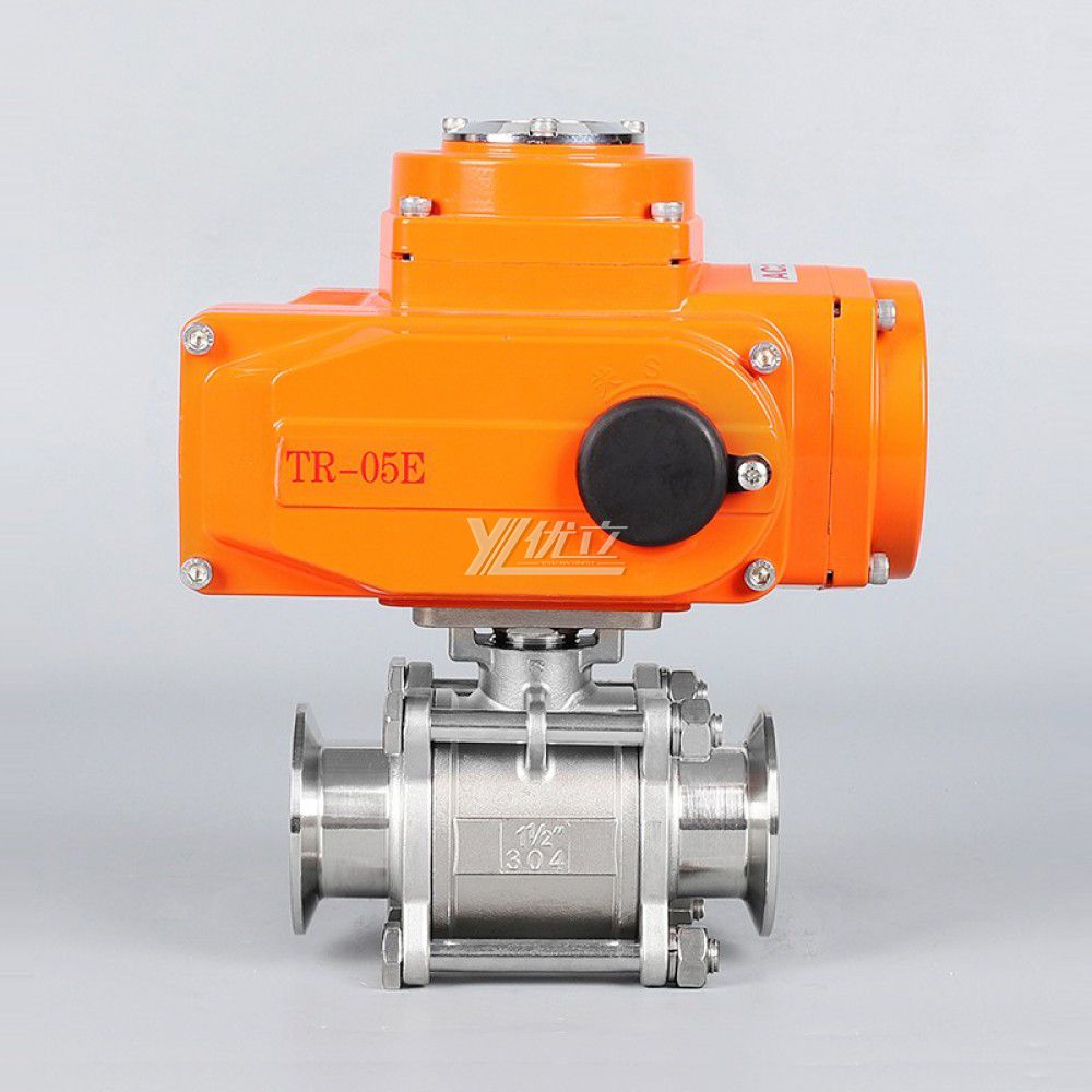 YOULI High Temperature 1.6mpa Stainless Steel 304 316  AC220V  3 Piece Motorized Electric Tri Clamped Ball Valve