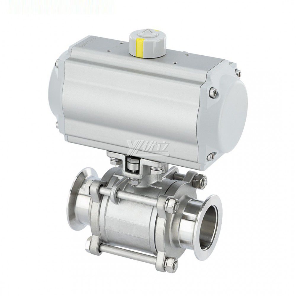 YOULI Stainless Steel Negative Pressure KF16 KF25 KF40 304 316 TC Pneumatic Actuator 3 Piece Tri Clamped Vacuum Ball Valve