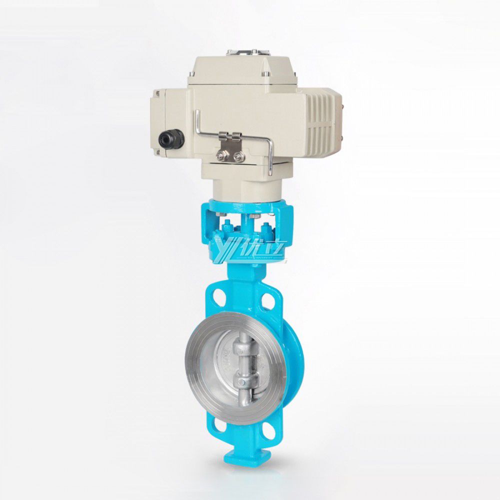 YOULI ANSI 150LB 304 316 Carbon Steel Pn16 WCB  DC24V Metal Seal High Temperature Electric Actuator Wafer butterfly Valve