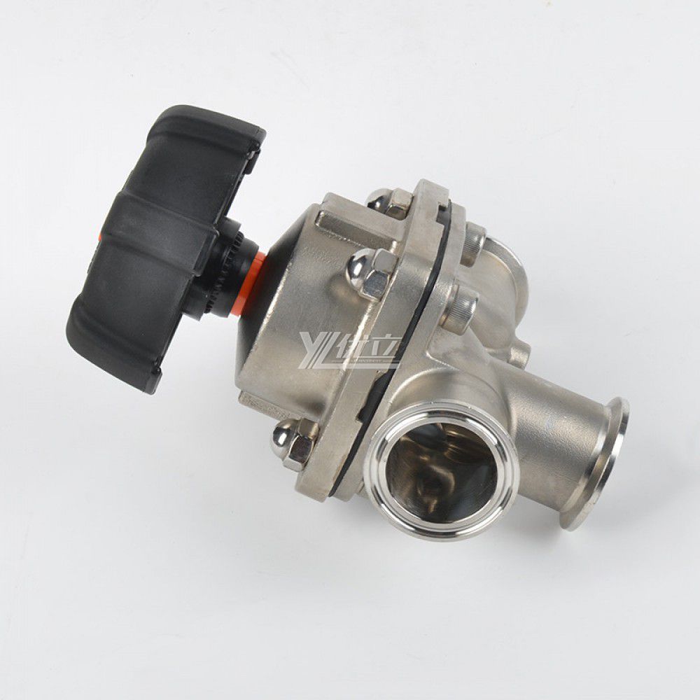 YOULI Hygienic Food Grade Sanitary Stainless Steel 316L Biological,Straight L Type 3 Way Tri Clamped Diaphragm Valve