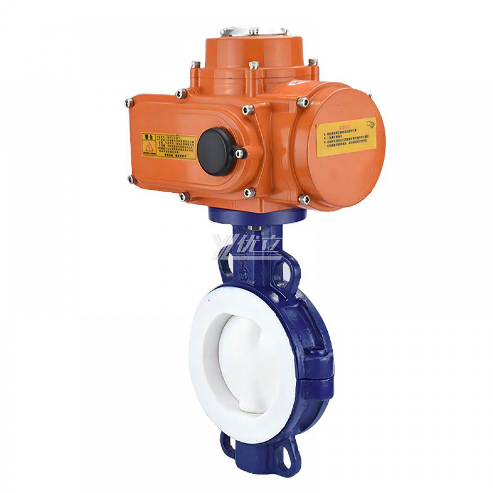 YOULI Stainless Steel 304 316 Pn16 Carbon Steel FEP F46 F4 PFA Fluorine Lined Motorized AC220V Electric Wafer Butterfly Valve
