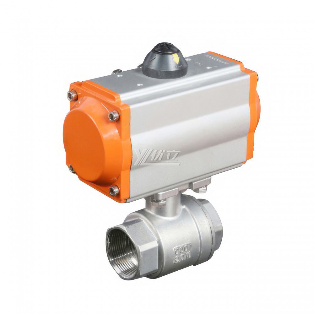 YOULI Stainless Steel High Temperature NPT BSP 1000WOG 1.6-6.4mpa PN16  304 316 Pneumatic Actuator 2 Piece Thread Ball Valve