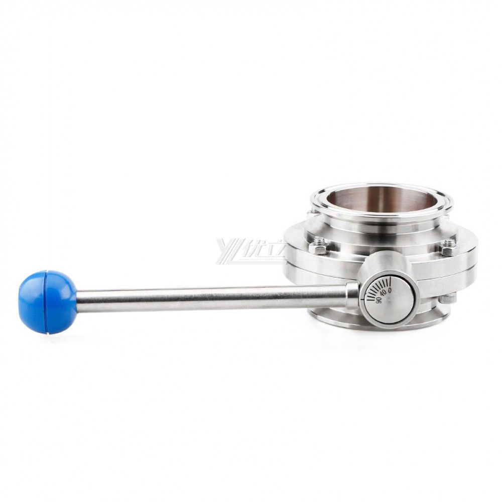 YOULI Hygienic Food Grade Stainless Steel 3A/SMS/DIN 304 316L Silicon with Scale Sanitary Manual Tri Clamped Butterfly Valve