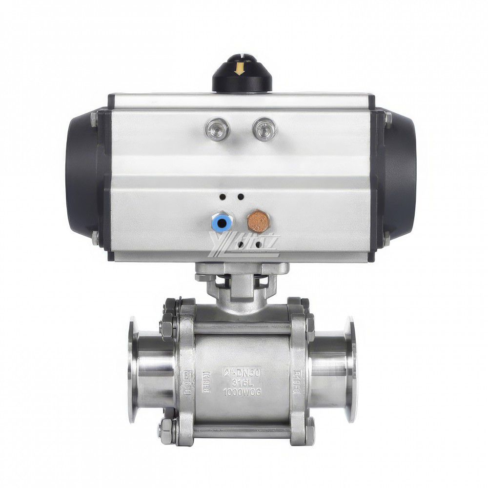 YOULI Hygienic Food Grade Sanitary Stainless Steel 304 316L KF25 Pneumatic Actuator 3PC Tri-Clamped Vacuum Ball Valve