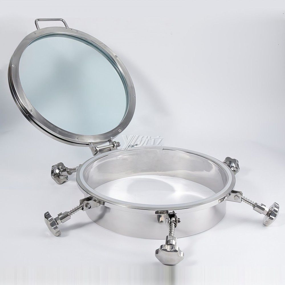 YOULI Hygienic Food Grade SS 304 316L Stainless Steel Full Sight Glass Pressure Tanks Sanitary Outward Manhole Round Manway