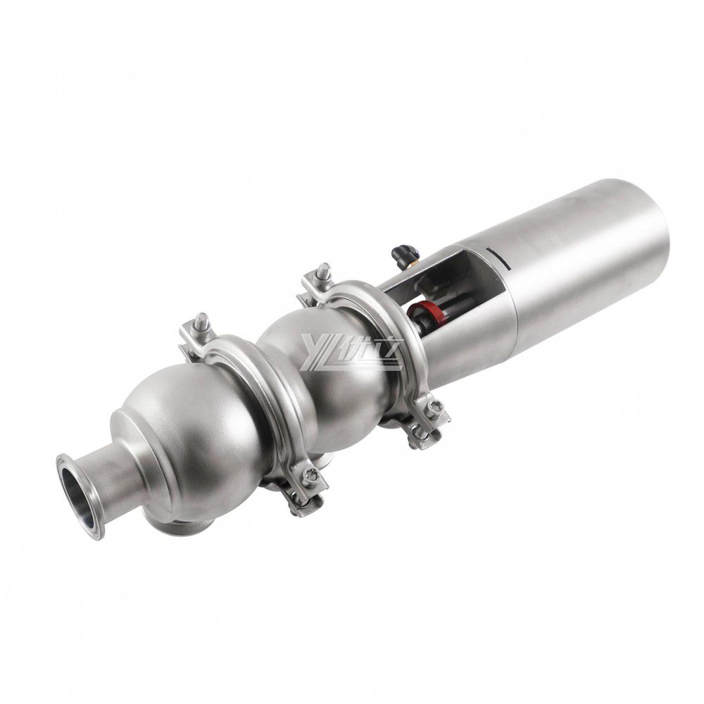 YOULI Hygienic Food Grade Sanitary Stainless Steel 304 316L Intelligent Pneumatic LL Type Tri Clamped  Reversing Divert Valve