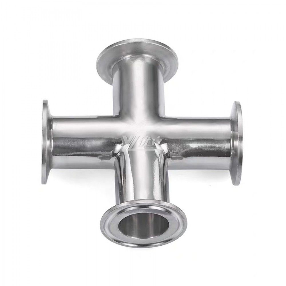 YOULI Hygienic Food Grade Sanitary Stainless Steel 304 SS316L 3A SMS DIN ISO Pipe Fitting Equal Clamped Cross