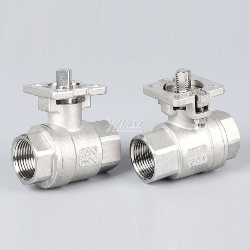 YOULI High temperature ISO 5211 mounting pad stainless steel NPT BSP 1000WOG 1.6mpa 304 316 manual 2 piece thread Ball Valve