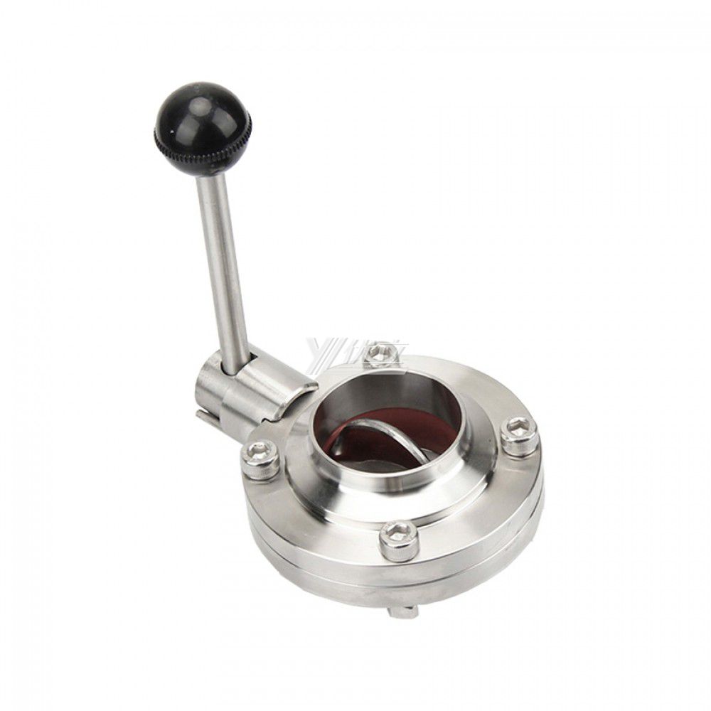 YOULI Best-in-Class Hygienic Food Grade Sanitary Stainless Steel 3A/SMS/DIN 304 316L Silicon Manual Butt Welded Butterfly Valve