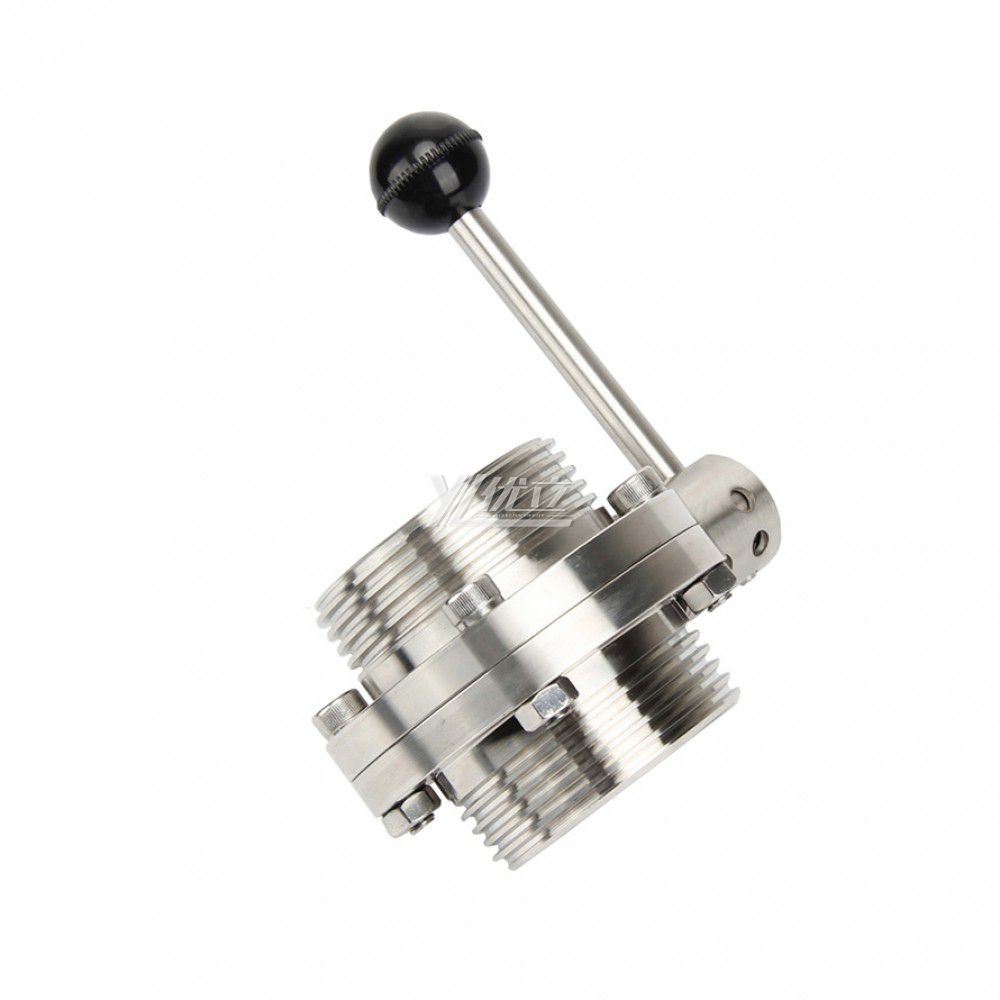 YOULI Hygienic Food Grade Stainless Steel 3A/SMS/DIN 304 316L Silicon Sanitary Manual Male Threaded Butterfly Valve