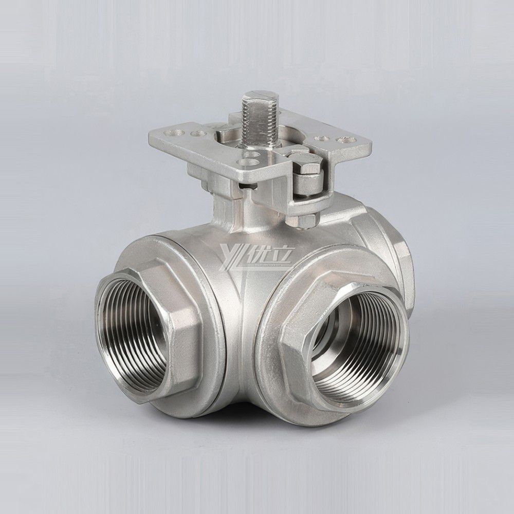 YOULI ISO 5211 NPT BSP 1.6mpa 1000WOG with Handle Lock 304 316 L-port Manual 3 Way Threaded Ball Valve