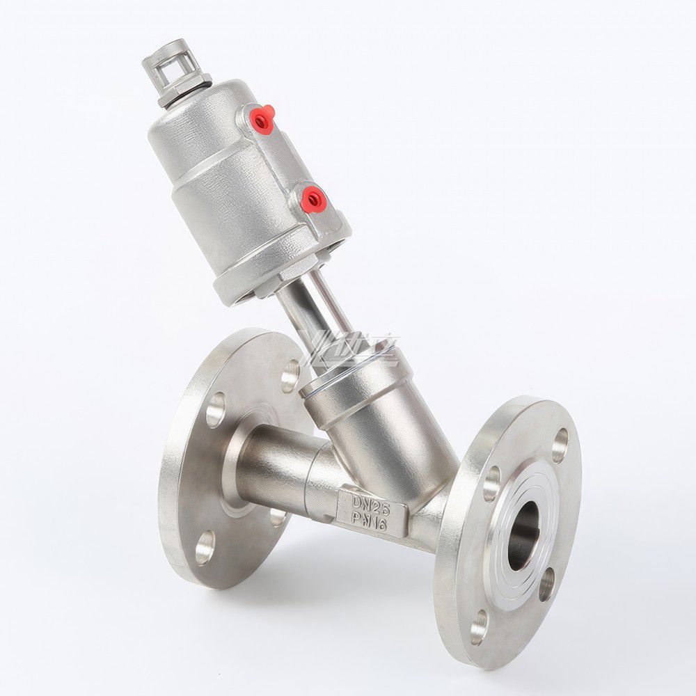 YOULI High Temperature  Steam 1.6mpa 304 316 PN16 150lb Jis 10k Stainless Steel Head Pneumatic Flanged Angle Seat Valve