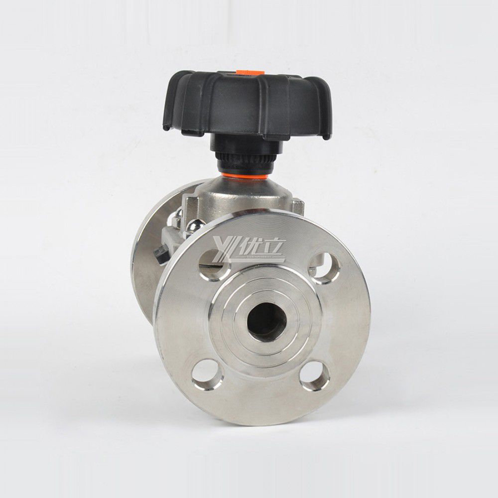 YOULI Food Grade Sanitary Stainless Steel 316L Medicine Double Membrane Manual Straight Flange Diaphragm Valve