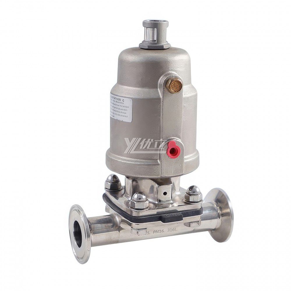 YOULI Ygienic Food Grade Sanitary Stainless Steel 316L  Silicon Pneumatic Straight Tri Clamped Diaphragm Valve