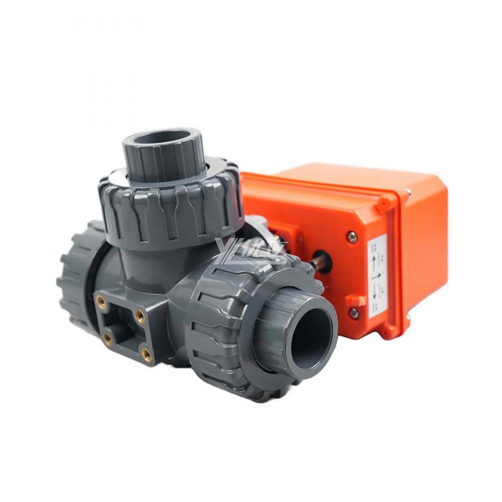 YOULI Zero Leakage DN15 to DN100 PVC UPVC CPVC Plastic  Motorized Electric Actuator 3 Way Union Ball Valve