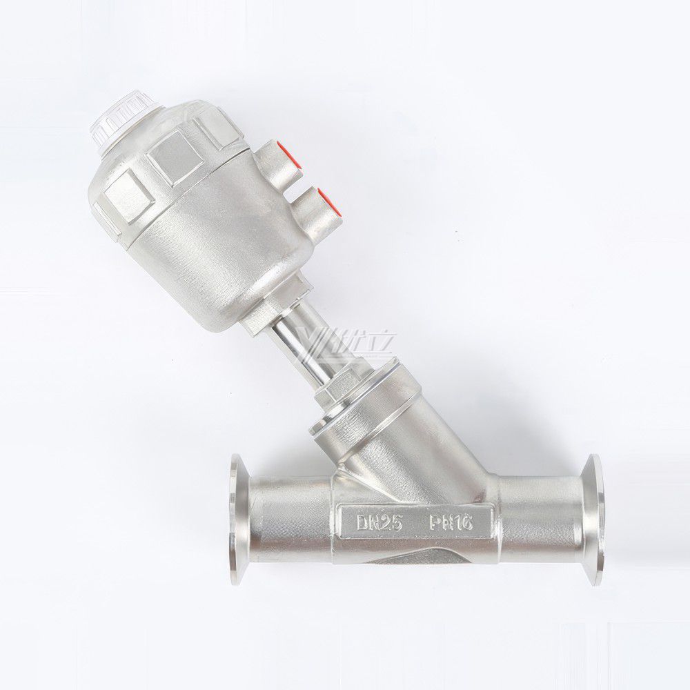 YOULI High Quality High Temperature Steam 1.6mpa 304 316 Stainless Steel Head Pneumatic Tri-Clamped Angle Seat Valve