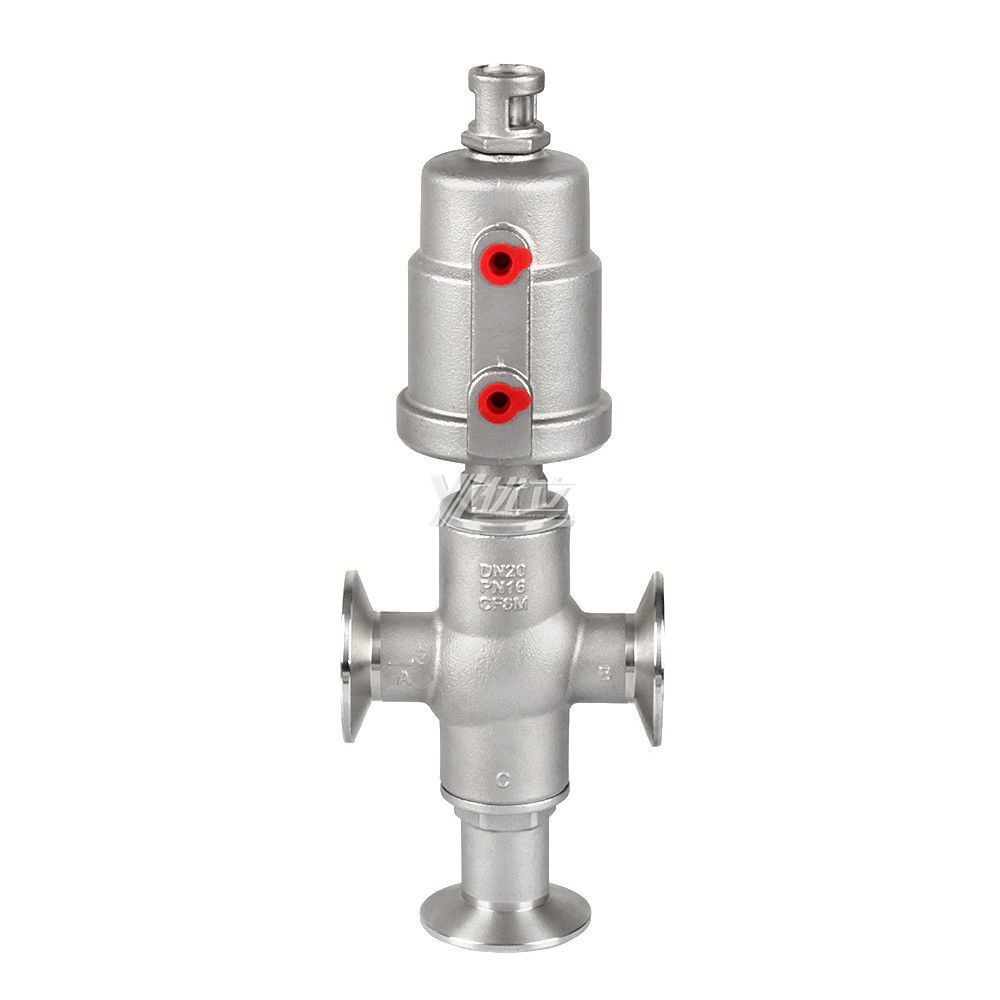 YOULI High Temperature Steam 1.6mpa 304 316 BSP NPT Stainless Steel Head Pneumatic Three Way Tri-clamped Angle Seat Valve