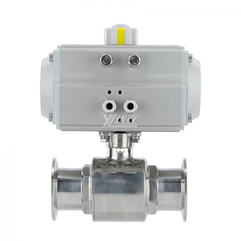 YOULI Hygienic Food Grade Sanitary Stainless Steel 304 316L KF25 Pneumatic Actuator Straight Tri-Clamped Vacuum Ball Valve