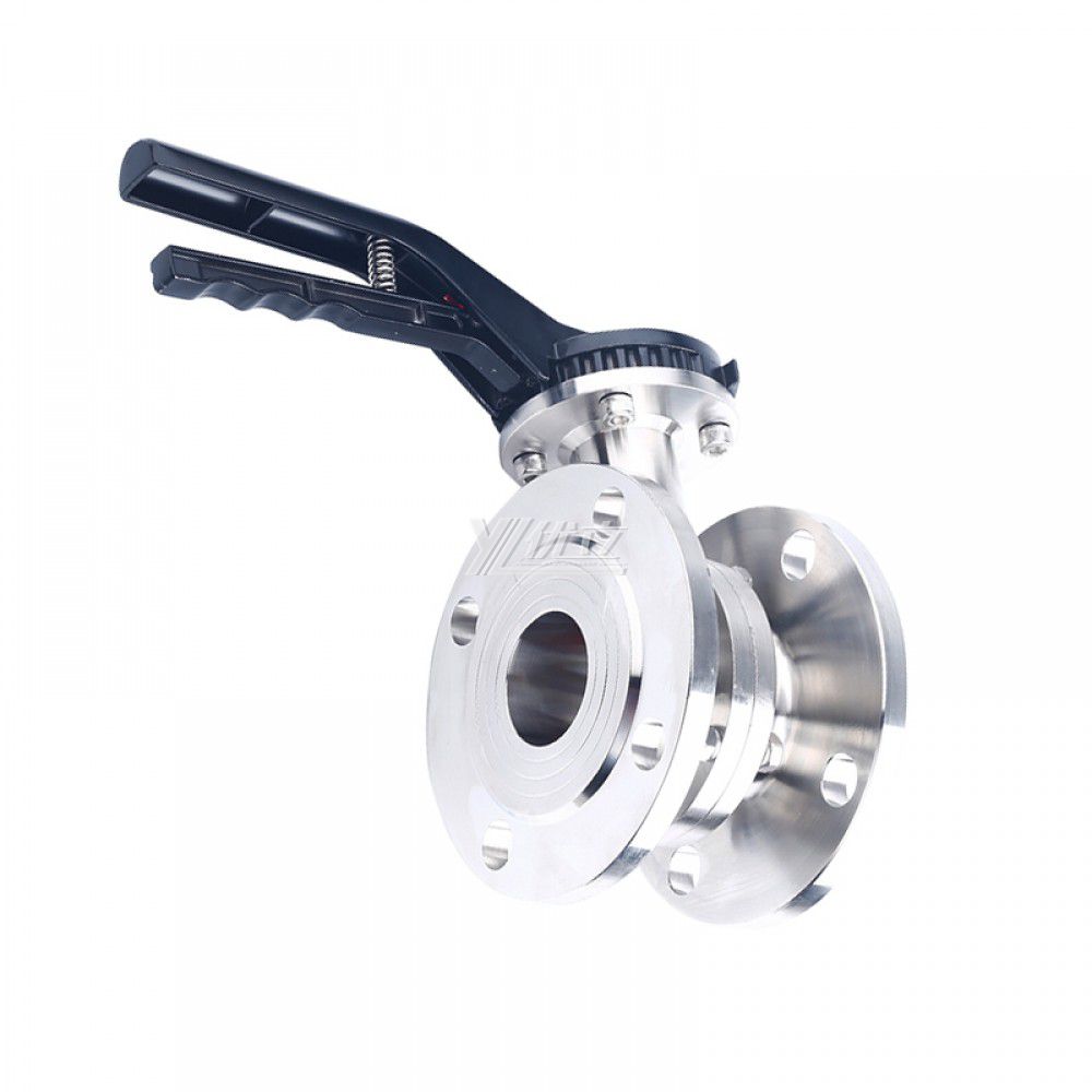 YOULI Hygienic Food Grade Stainless Steel 3A/SMS/DIN 304 316 Silicon Duckbill Handle Sanitary Manual Flnaged Butterfly Valve
