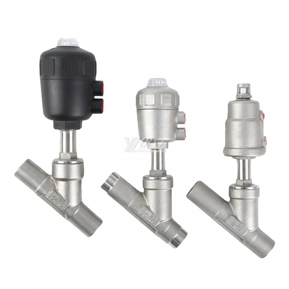 YOULI Stainless Steel High Temperature Steam 1.6mpa 304 316  Plastics Head Pneumatic Butt Welded Angle Seat Valve