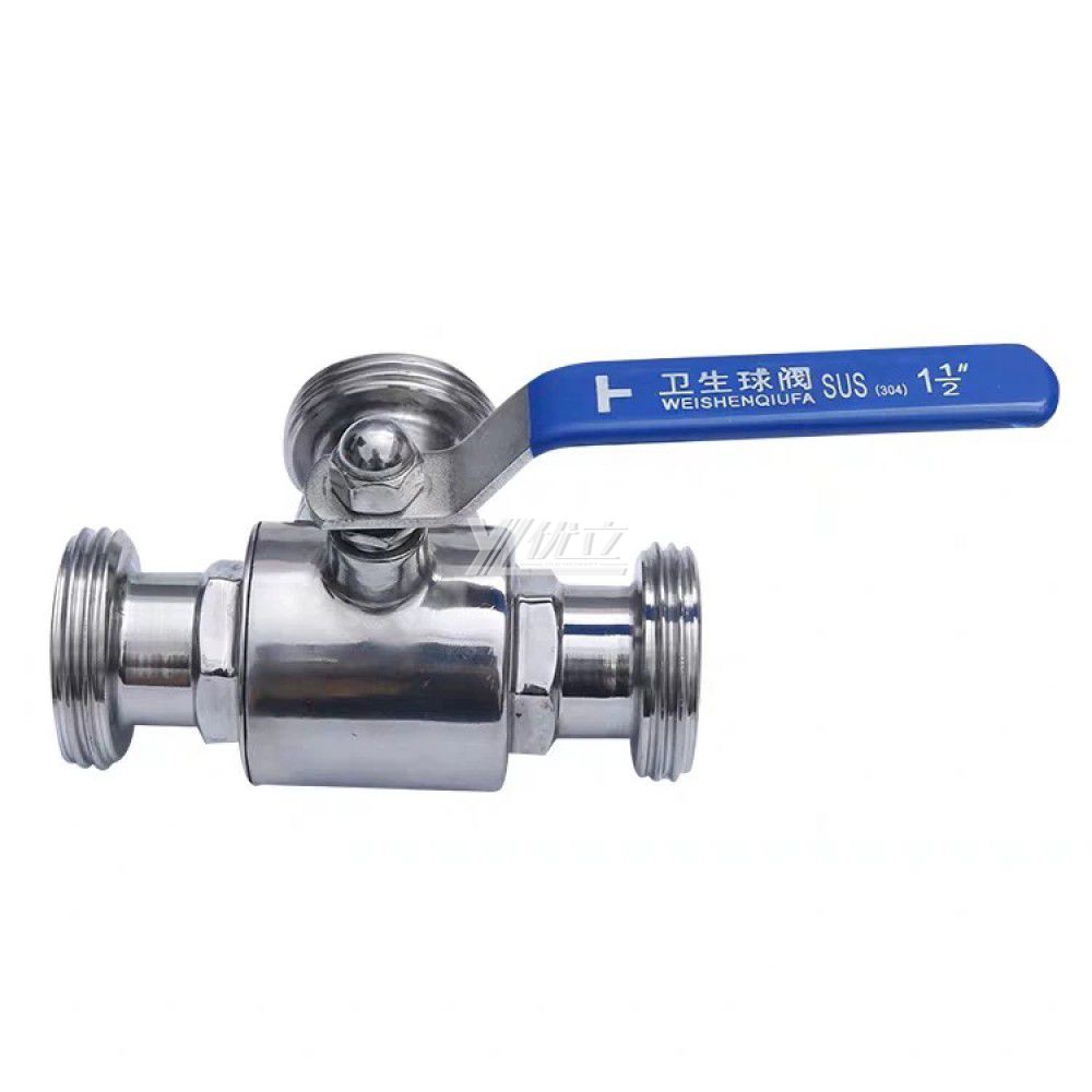 YOULI Hygienic Food Grade SMS Sanitary Stainless Steel 304 316L Milk Drink Bio Pharmaceutical 3 Way Male Threaded Ball Valve