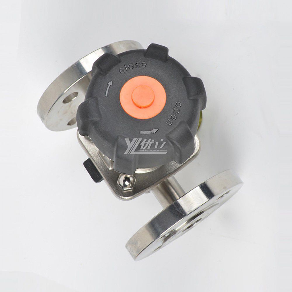YOULI Food Grade Sanitary Stainless Steel 316L Medicine Double Membrane Manual Straight Flange Diaphragm Valve