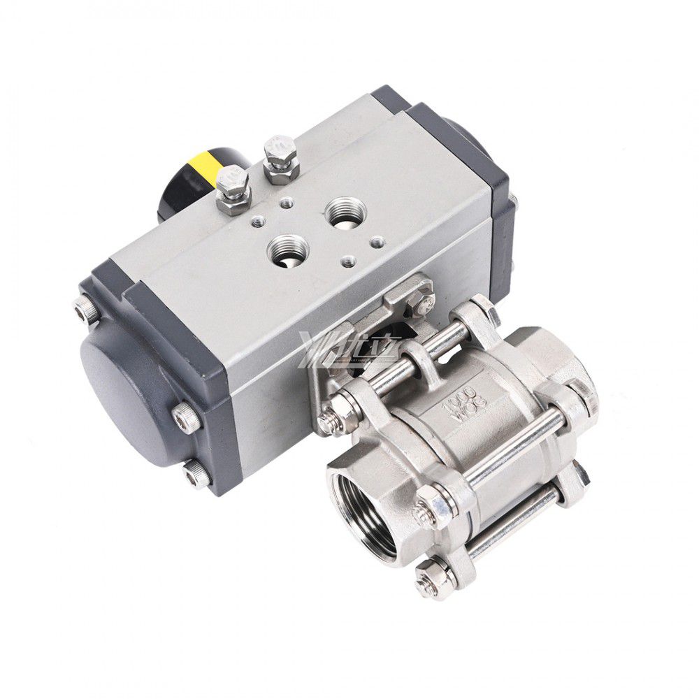 YOULI Durable Anti-leakage Two Way RC NPT BSP  PN16 Stainless Steel 304 316 Pneumatic Actuator 3-PC Thread Ball Valve