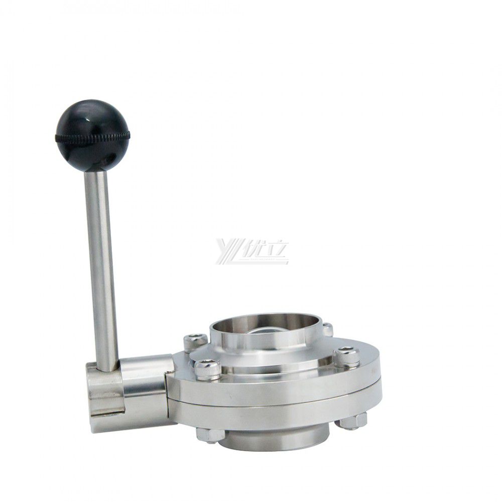 YOULI Best-in-Class Hygienic Food Grade Sanitary Stainless Steel 3A/SMS/DIN 304 316L Silicon Manual Butt Welded Butterfly Valve
