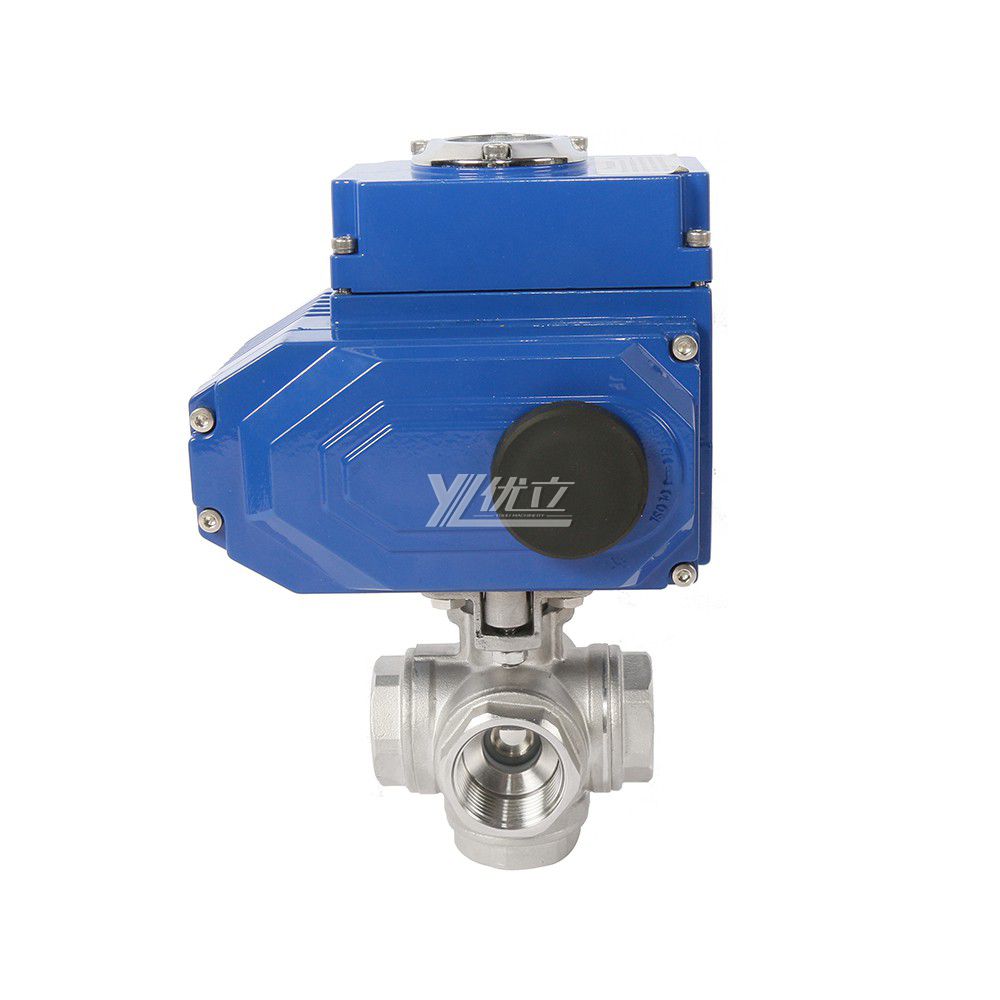 YOULI NPT BSP PN16 Stainless Steel 304 316 On-off Motorized DC24V AC220V 4-20ma Electric 5 Way Thread Ball Valve