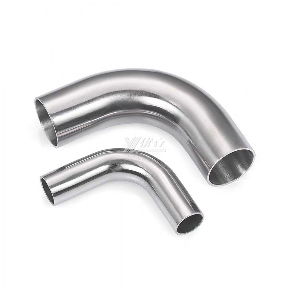 YOULI Hygienic Food Grade Sanitary Stainless Steel 304 SS316L 3A SMS ISO DIN Pipe Fitting Longer 90 Degrees Welded Elbow