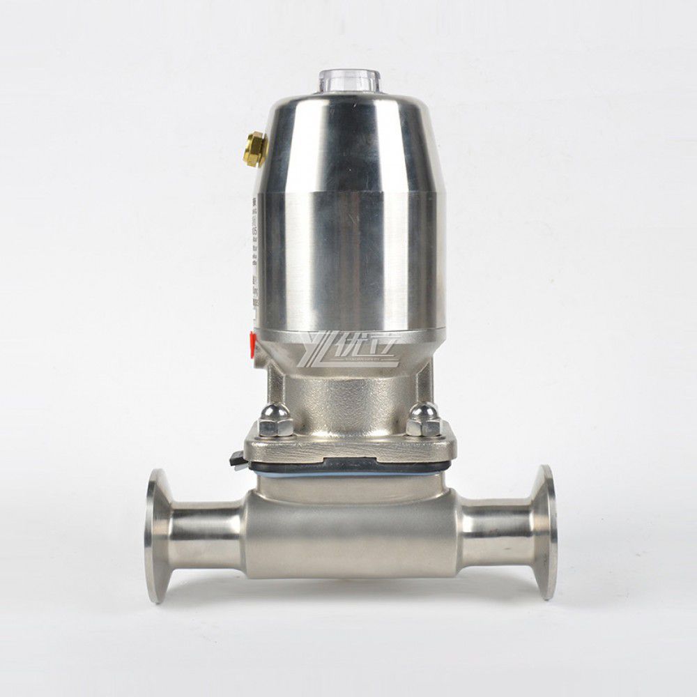 YOULI Hygienic Food Grade Sanitary Stainless Steel Biological 316L  T Type Pneumatic Three Way Tri Clamped Diaphragm Valve