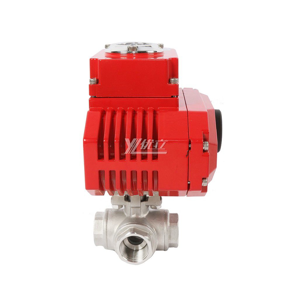 YOULI NPT BSP PN16 Stainless Steel 304 316 On-off Motorized AC220V  4-20ma signal Electric Four Way Thread Ball Valve