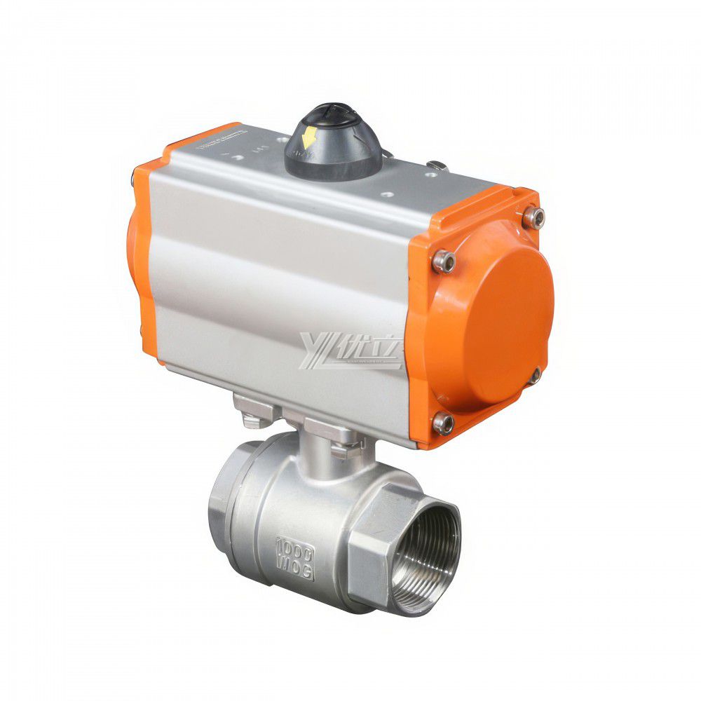 YOULI Stainless Steel High Temperature NPT BSP 1000WOG 1.6-6.4mpa PN16  304 316 Pneumatic Actuator 2 Piece Thread Ball Valve