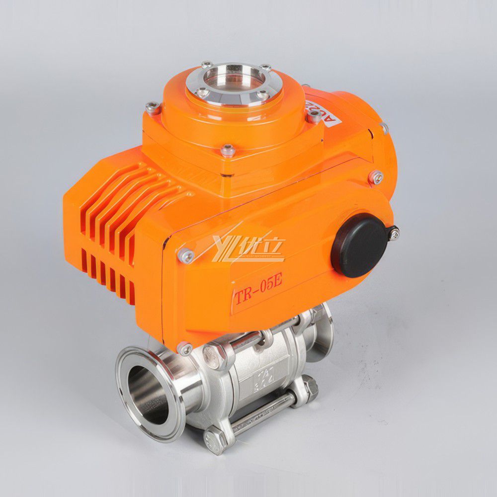 YOULI High Temperature 1.6mpa Stainless Steel 304 316  AC220V  3 Piece Motorized Electric Tri Clamped Ball Valve