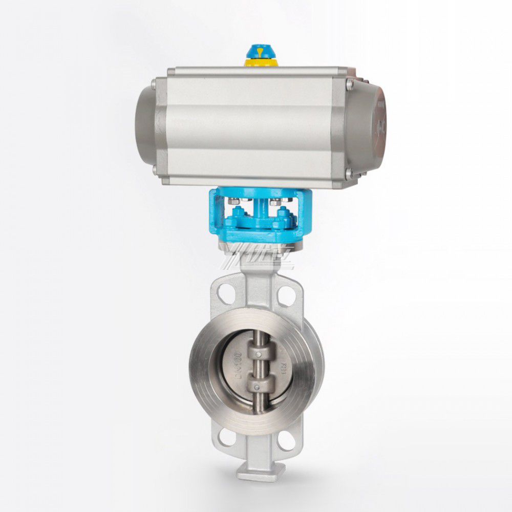 YOULI ANSI 150LB Stainless Steel 304 316 Pn16 WCB High Temperature Pneumatic Actuator Three Eccentric Flanged Butterfly Valve
